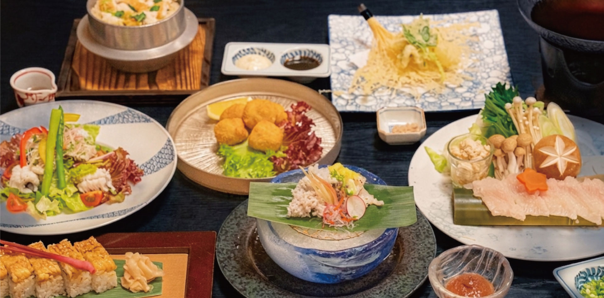 夏の鱧料理 全景